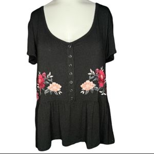 Embroidered peplum top